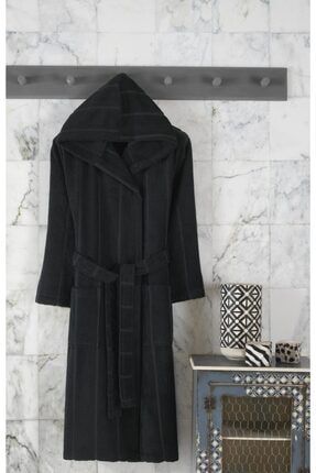 for home unisex siyah 100 pamuk gramajli kadife bornoz fiyati yorumlari trendyol