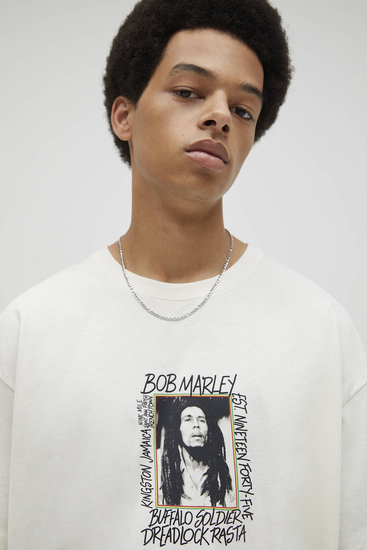 Bear Beyaz Bob Marley Görselli T-Shirt 