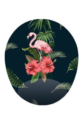 Flamingo Görselli - Bilek Destekli Oval Mousepad 20x23 Cm 09