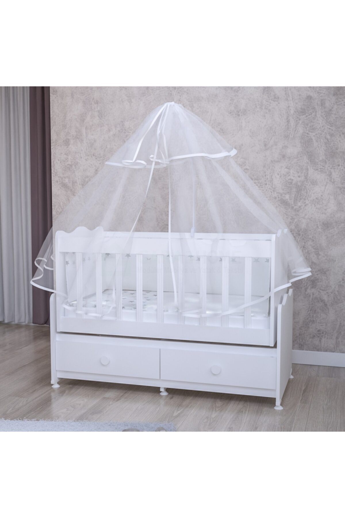 Garaj Home Elegant Lüks Uyku Setli Beşik Kombini- Uykuseti Krem
