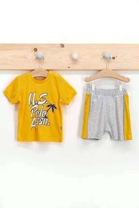 Erkek Bebek Koyu Sarı T-shirt Takım USB299-C