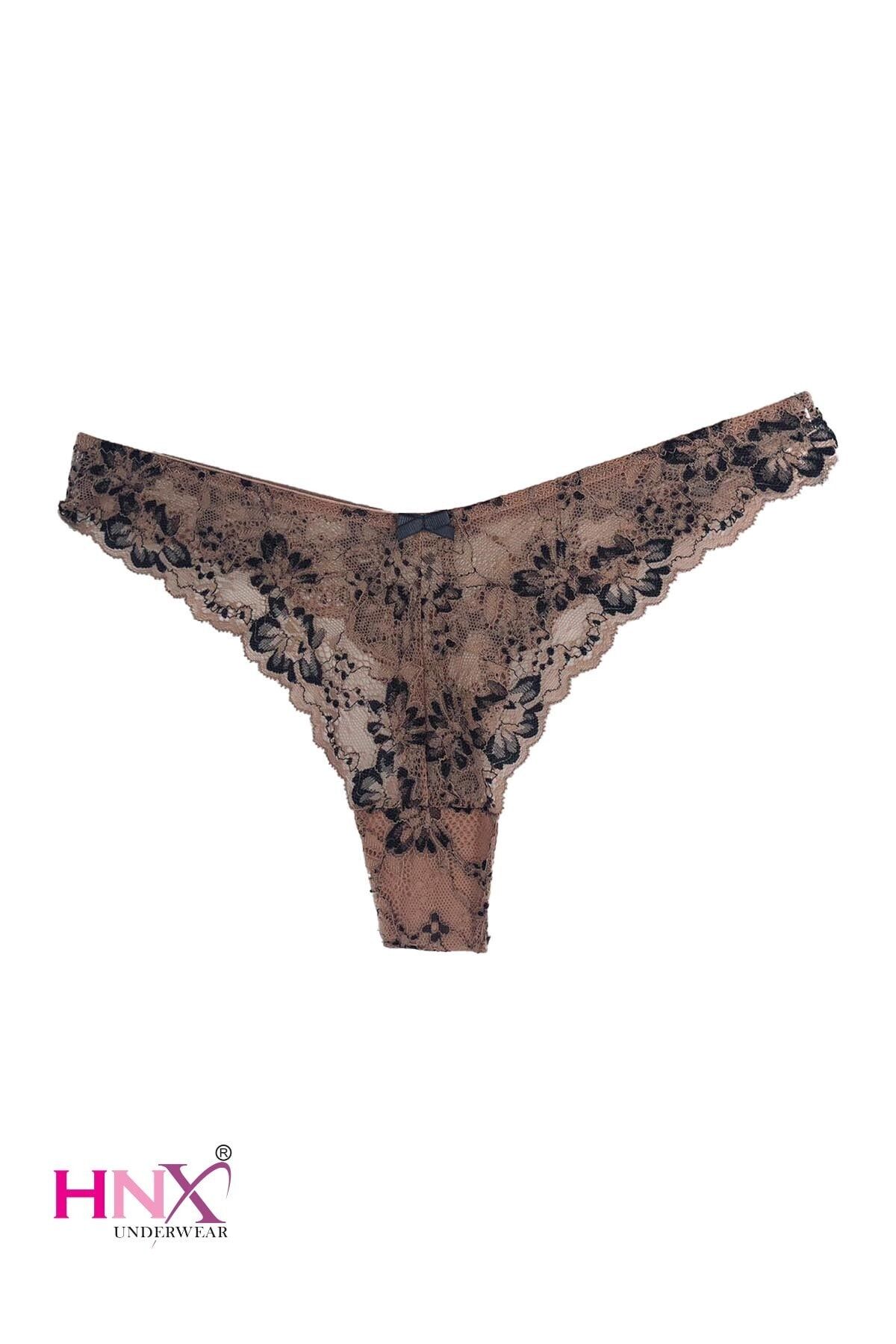 HNX Red Front Lace Back Double Layer Cotton Thong Women's Panties - Trendyol