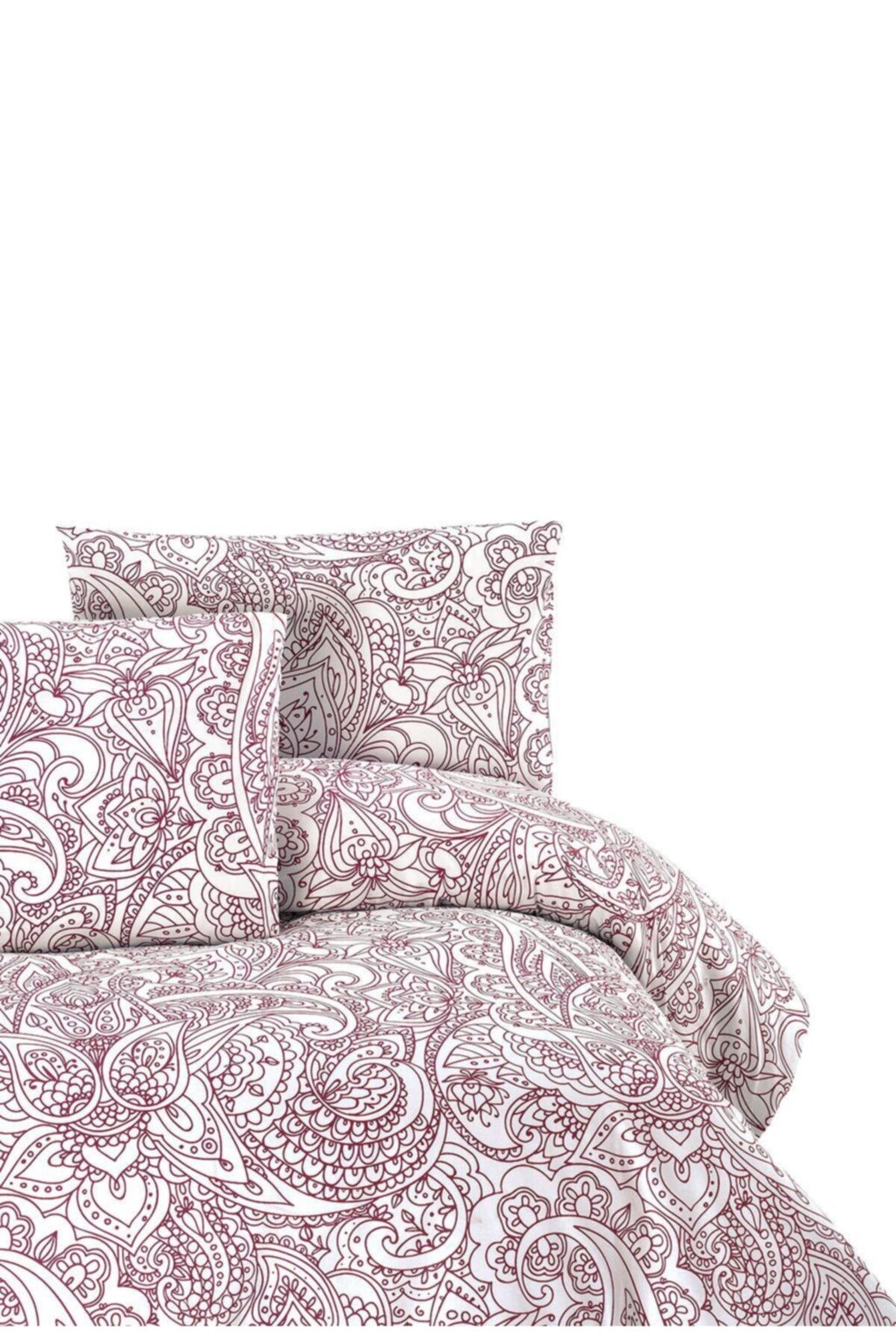 Cotton Collection Ranforce Tek Kişilik Nevresim+Yastık Kılıfı Şal Bordo