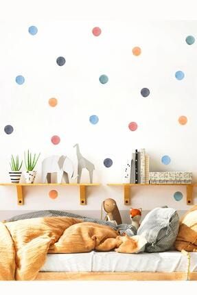 Suluboya Desenli Koyu Renkli Puantiye Çocuk Odası Duvar Sticker k514