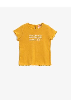 Kız Bebek Sarı Bisiklet Yaka Pamuklu T-Shirt 1YMG19320AK