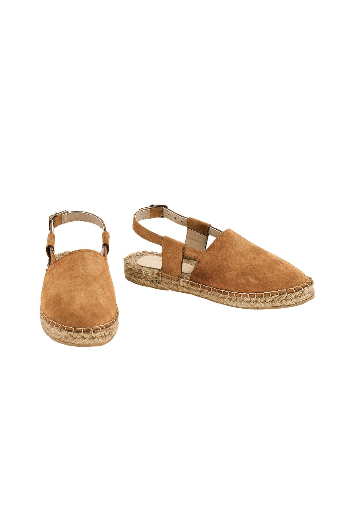 Kadın  Hakiki Deri El Yapımı Taba Espadril