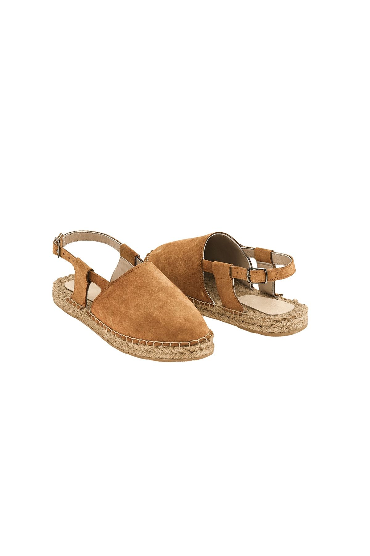 Kadın  Hakiki Deri El Yapımı Taba Espadril