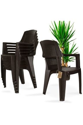 Sağlam Plastik Rattan Kollu Sandalye Koltuk Bahçe Sandalyesi BHX-SAGLAM-6AD