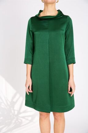 Kadın Yeşil Saten Elbise 2088