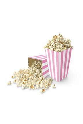Pembe Çizgili Popcorn Mısır Kutusu 10 Adet PS19221