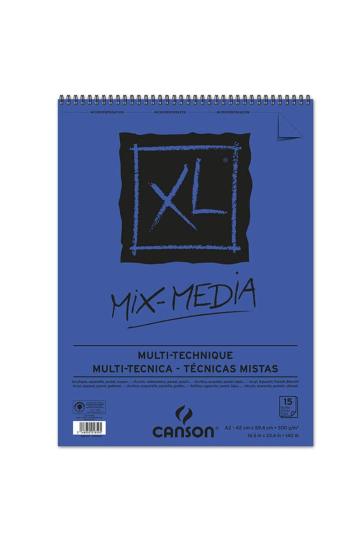 Canson-A5 300 Gr - Multi-Purpose Block, Spp Canxl Mix Media, 15 Pages 1