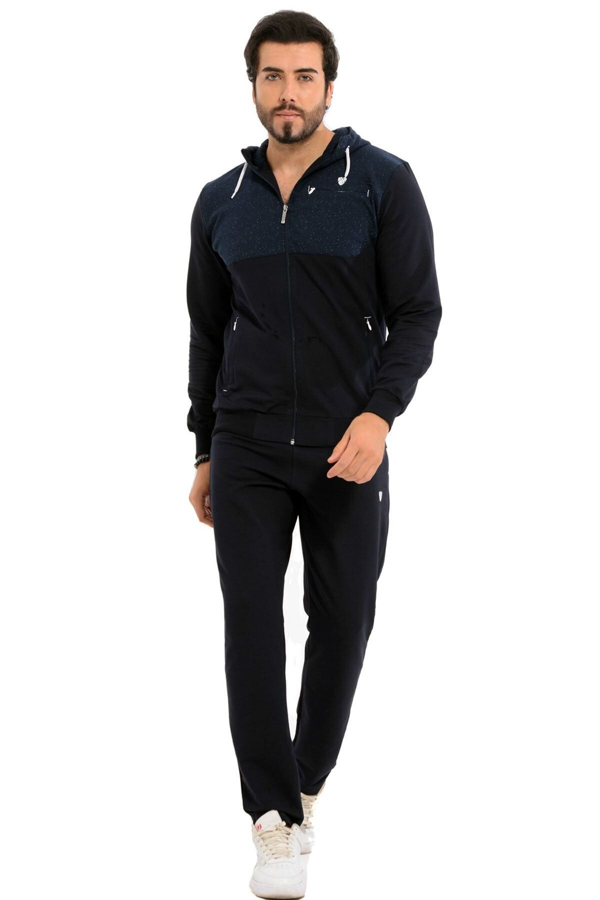 Black and shop blue tracksuit