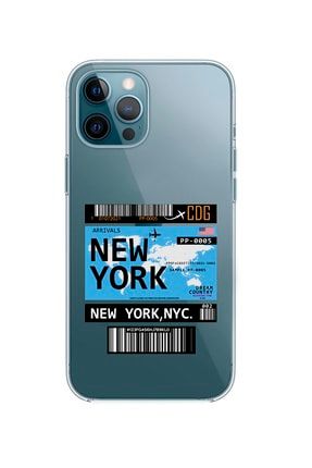 Iphone 12 Pro Max Uyumlu New York Desenli Premium Şeffaf Silikon Kılıf IPH12PMAXSNWYRK