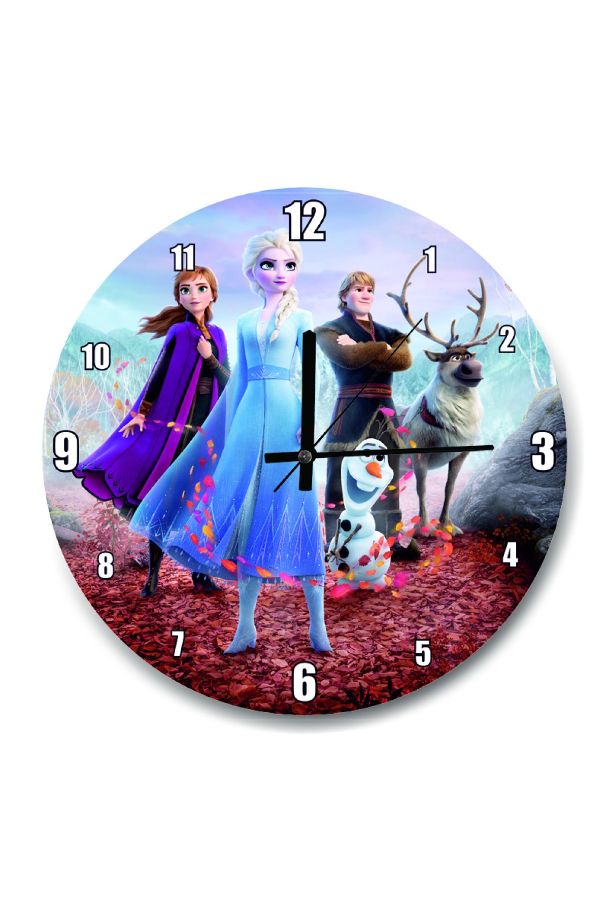 Cakatablo Frozen 2 Queen Elsa Anna Olaf Kristoff Duvar Saati 30x30 Cm