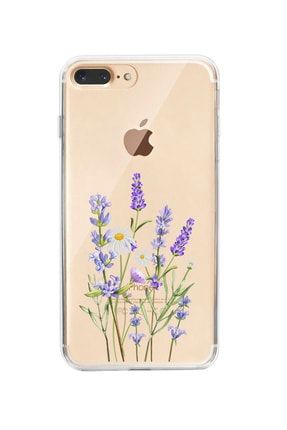 Iphone 7 Plus Uyumlu Lavender Desenli Premium Şeffaf Silikon Kılıf IPH7PSLVNDR