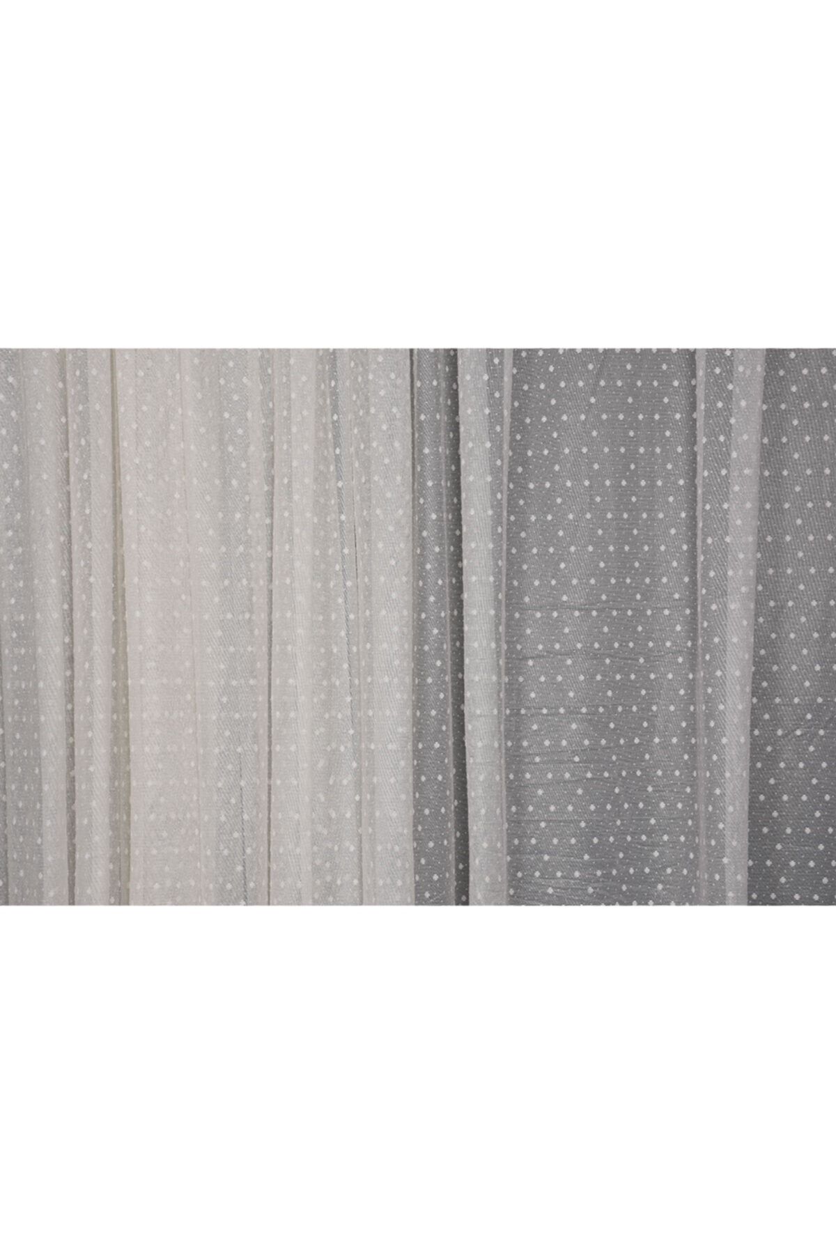 AKÇA TEKSTİL-Sparse Pointed Cream Color Single Wing Ready-made Planted Pleated Background Curtain 300*260 Cm 5