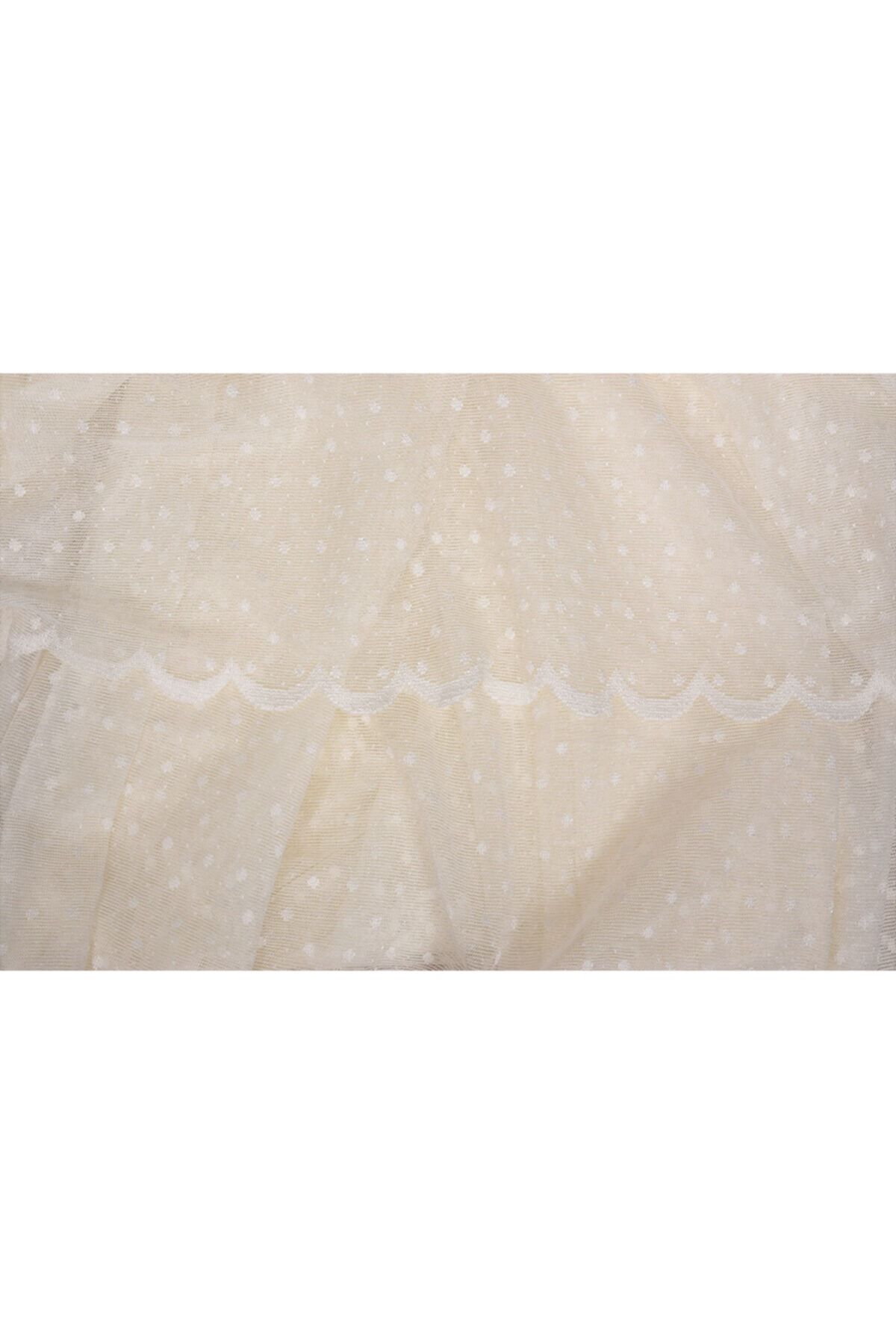 AKÇA TEKSTİL-Sparse Pointed Cream Color Single Wing Ready-made Planted Pleated Background Curtain 300*260 Cm 7