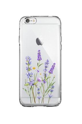 Iphone 6 Uyumlu Lavender Desenli Premium Şeffaf Silikon Kılıf IPH6SLVNDR