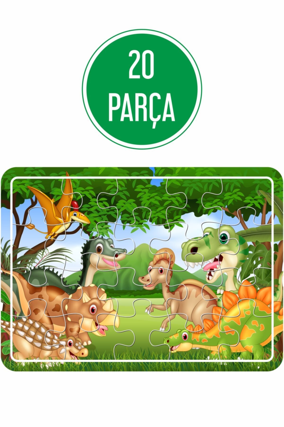 Baskı Atölyesi Sevimli Hayvanlar, Dinazorlar Ve Ayıcık Uçakta Ahşap Puzzle Seti fotoğrafı 3 (önizleme)