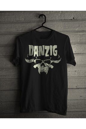 Unisex Siyah Danzig Metal Band Baskılı Penye Tişört DNZG-0333