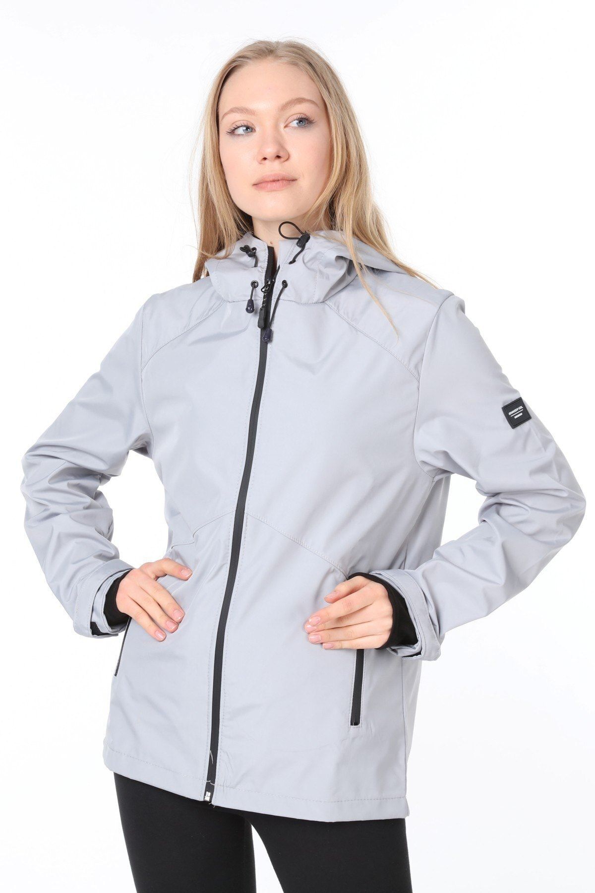 Ghassy Co Women's Windbreaker Raincoat Seasonal Gray Sports Jacket