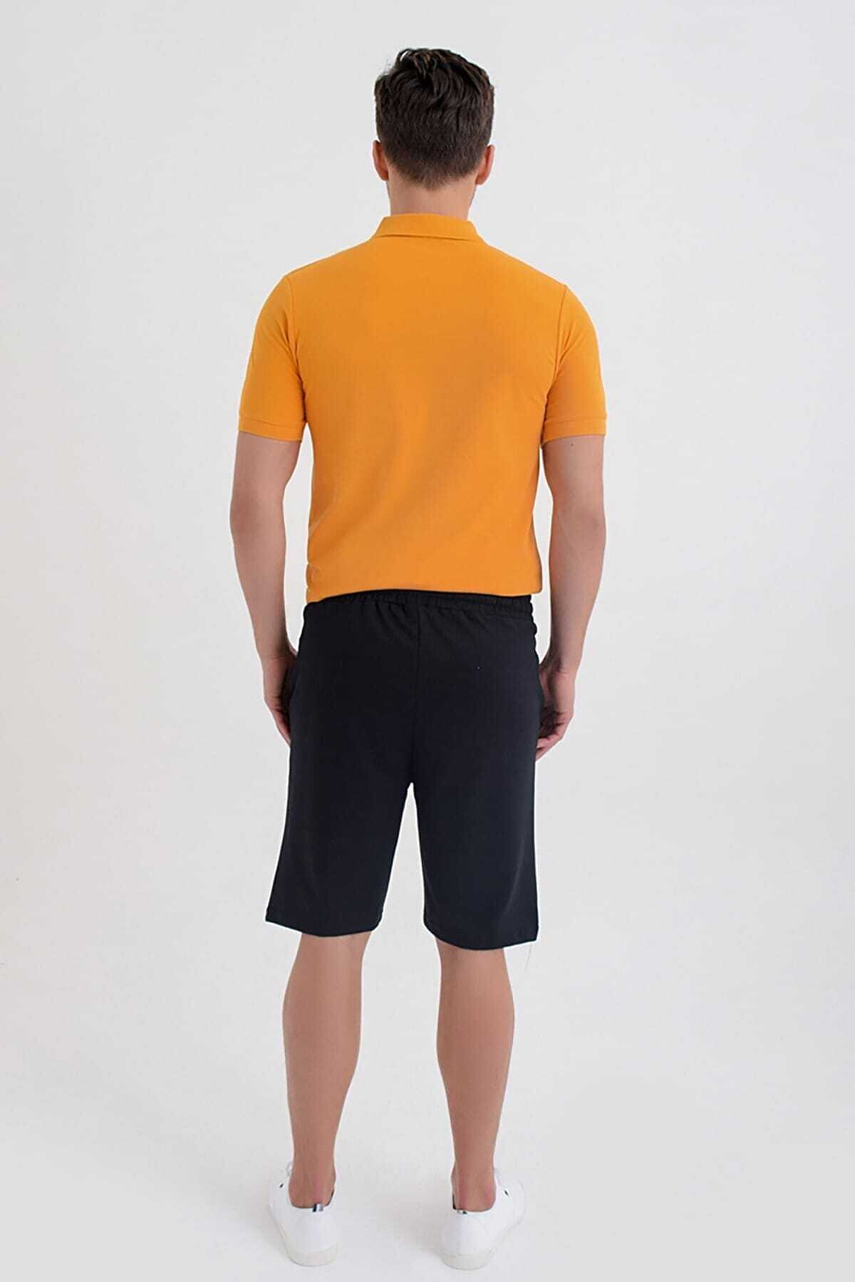 DYNAMO-Men's Black Elastic Waist Pocket Shorts & Bermuda 4