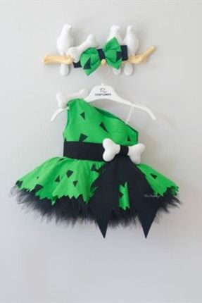 Bebek Taş Devri Yeşil Elbise Pan Costume CRT2018.YES