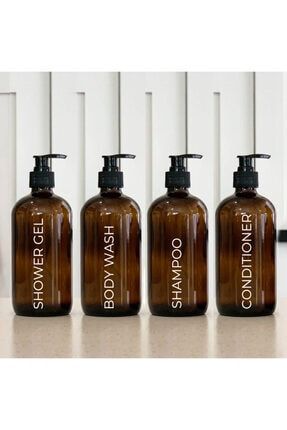 Amber Cam Şişe - 4'lü Set - Shower Gel, Conditioner, Shampoo, Body Wash - 500 Ml. bls85