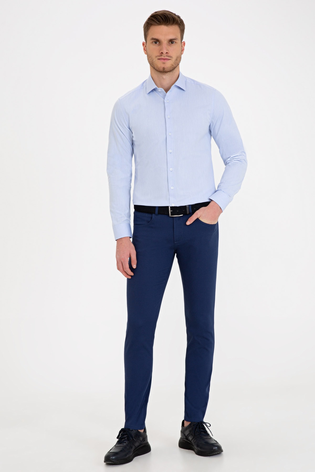 پیراهن مردانه آبی پیرکاردین | G021SZ004.000.1218490 اورجینال - تصویر 4