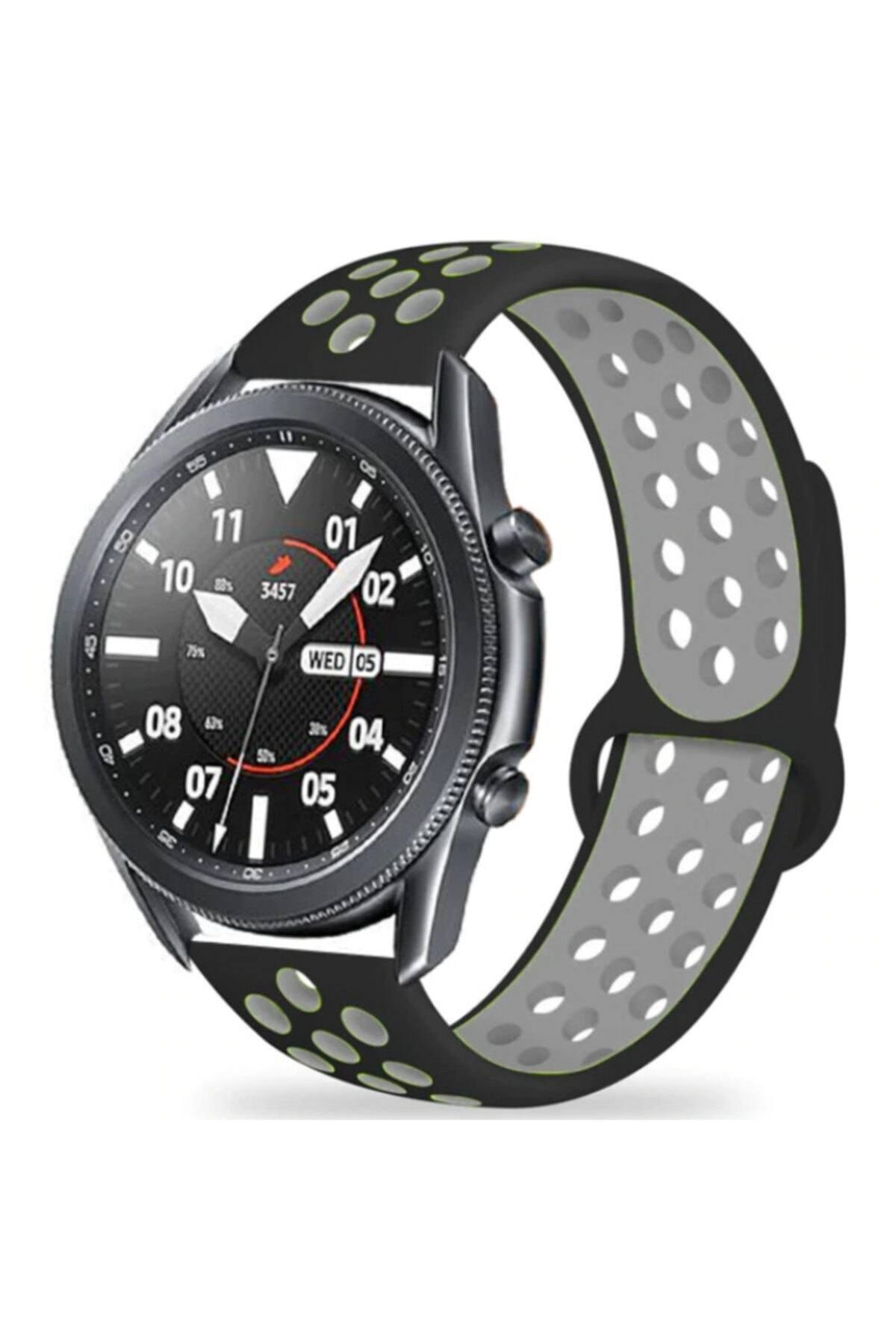 Huawei Gt2 Uyumlu 46mm Silikon Kordon - Gri-siyah