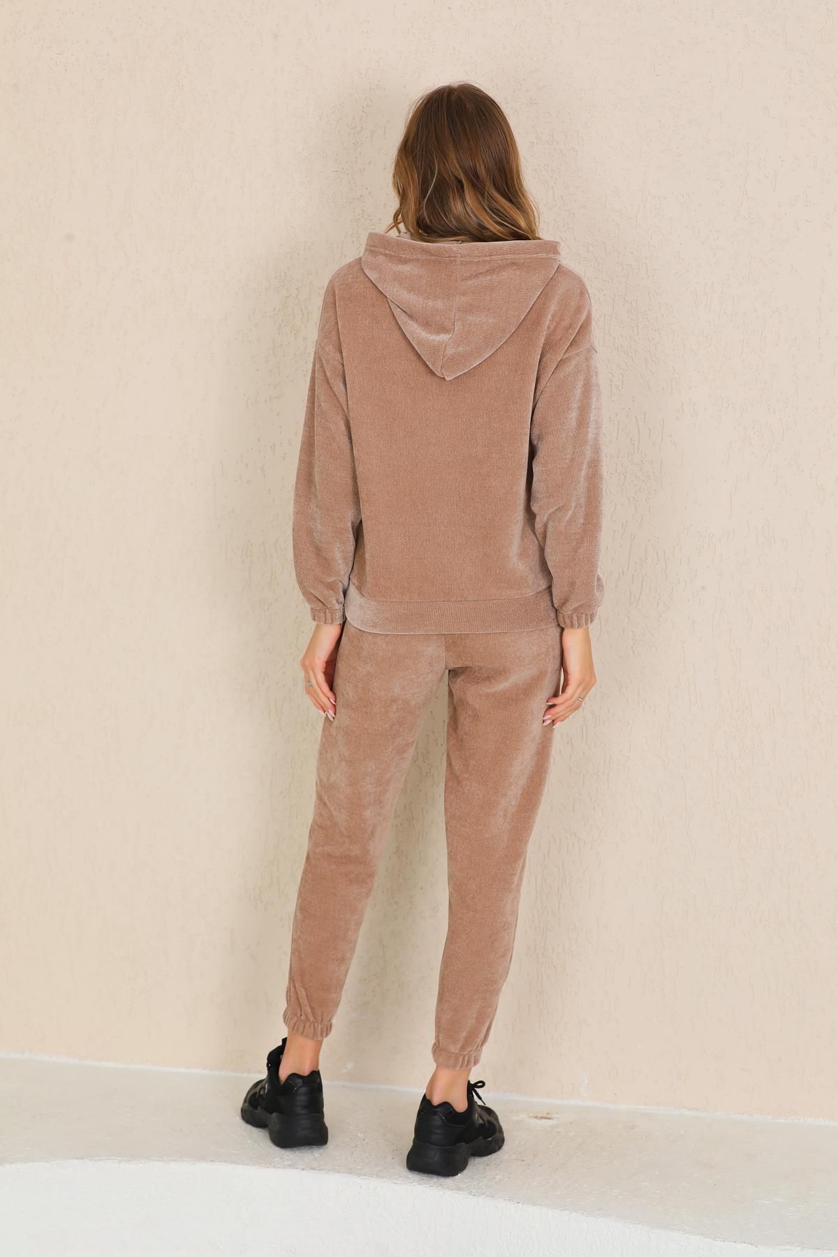 Tan velour shop tracksuit