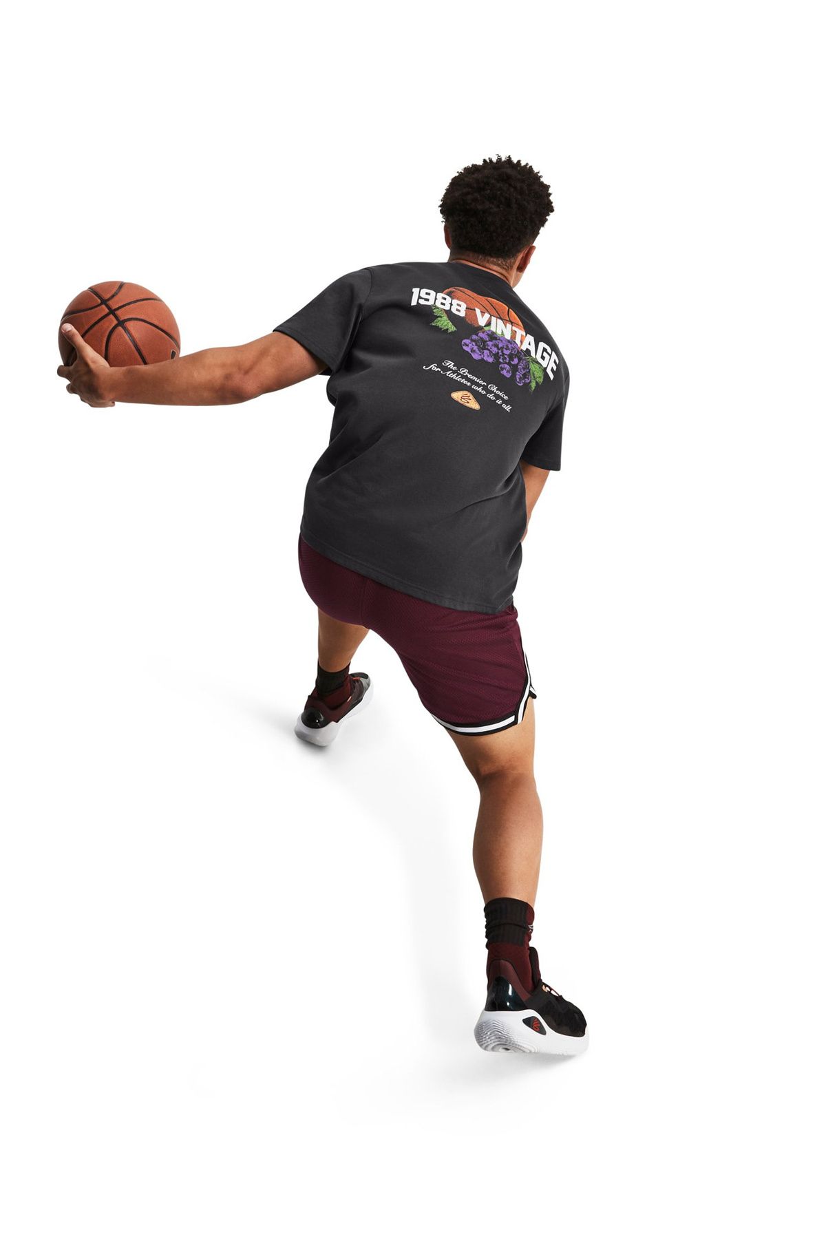 تی شرت خاکستری مردانه یقه دوچرخه 1380364 010 UA Curry Vine Heavyweig Under Armour