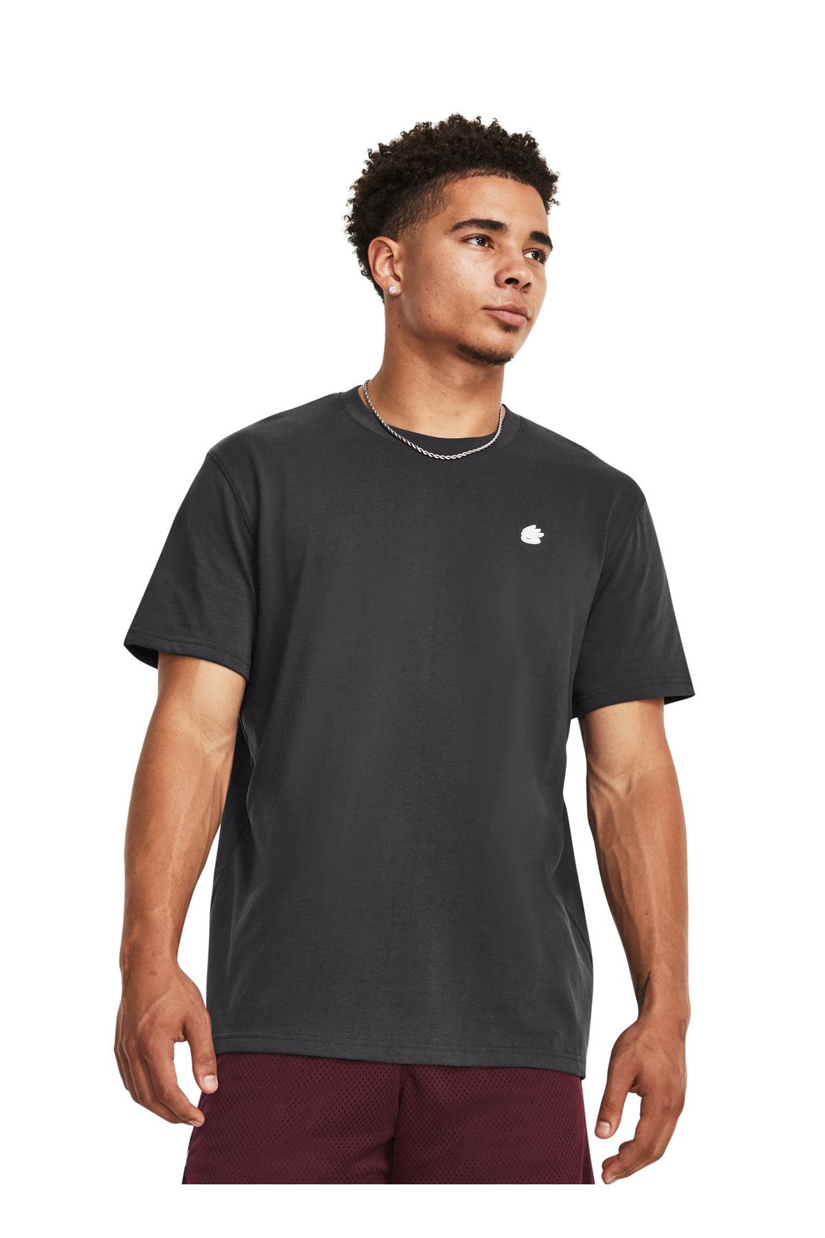 تی شرت خاکستری مردانه یقه دوچرخه 1380364 010 UA Curry Vine Heavyweig Under Armour