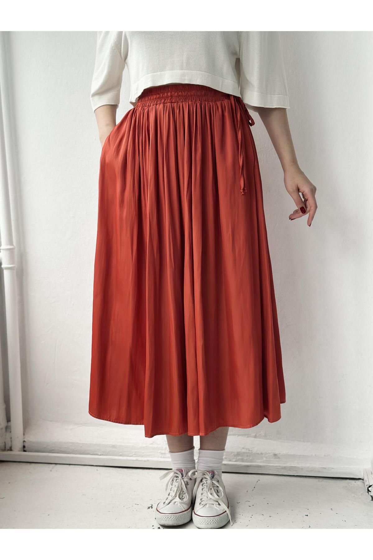Retrobird High Waist Slit Midi Length Patterned Women's Skirt