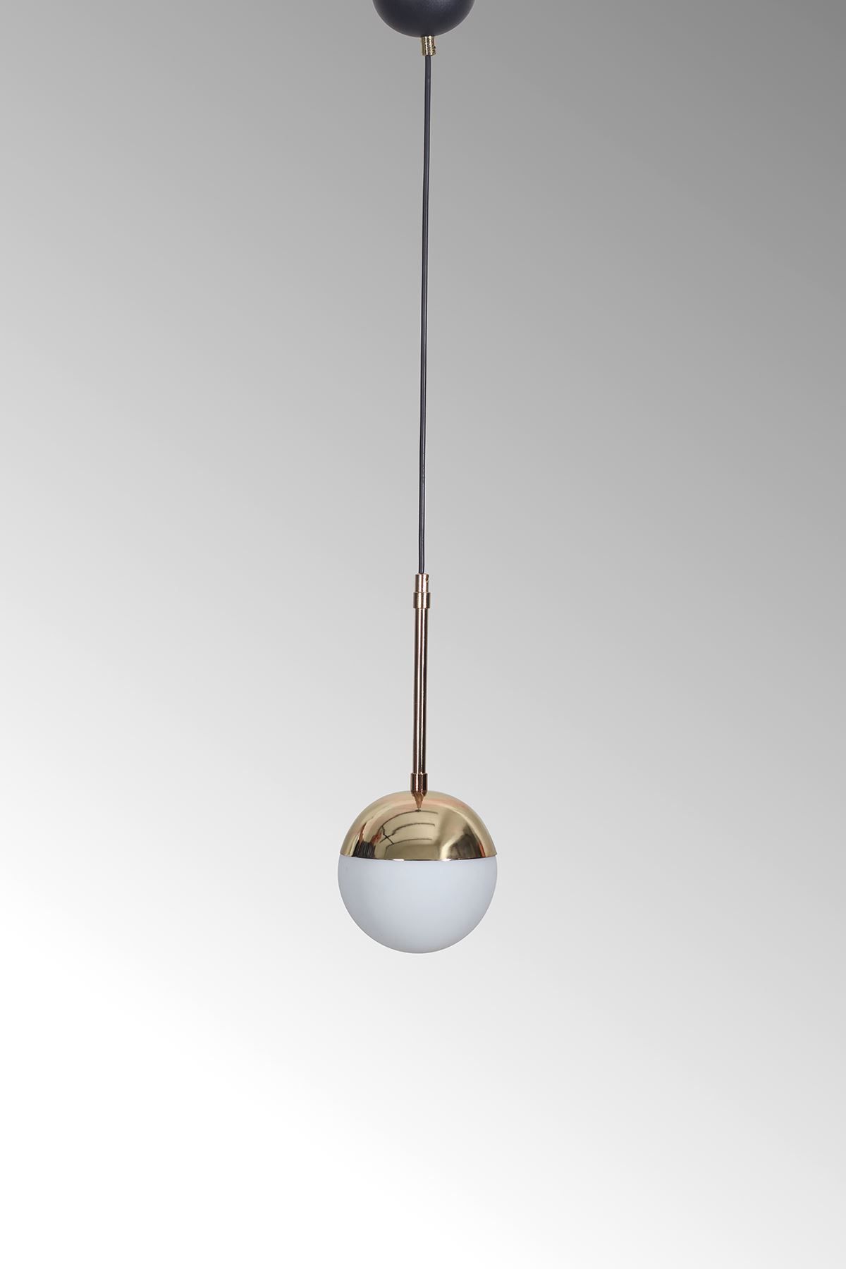 Evnalia-Nova Lux Metal Body - White Glass Single Pendant Chandelier, Gold-Black 3
