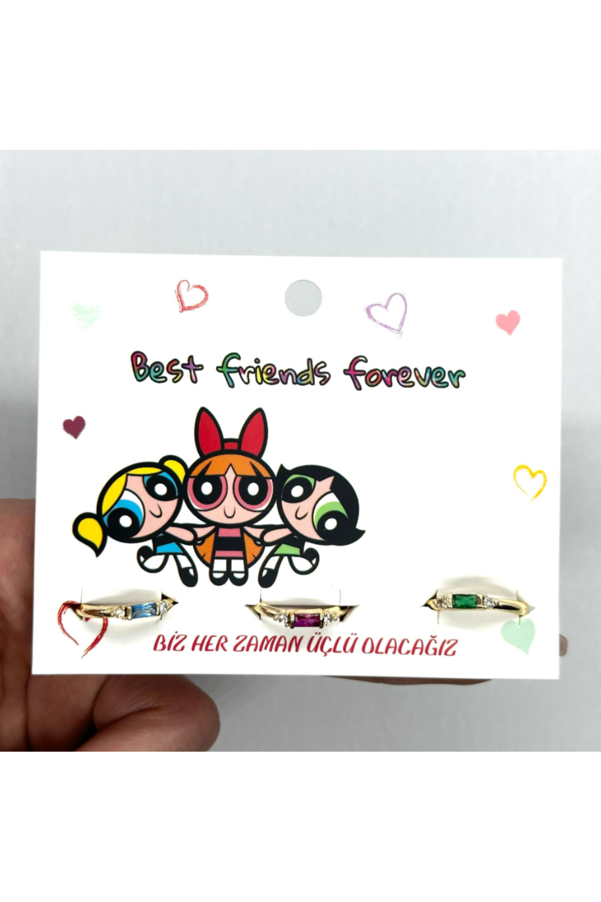 Powerpuff Girls 3'lü Taşlı Yüzük 2