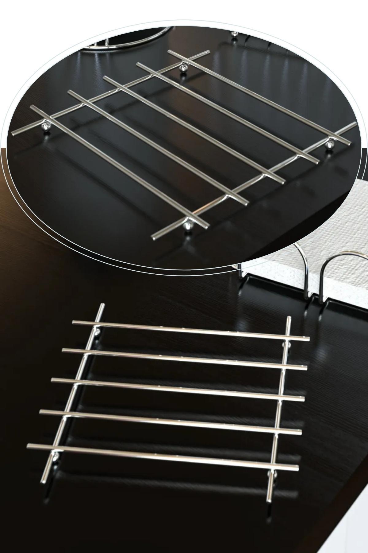 Home Stuff Çeyizlik Sunumluk Kare Metal Krom Nihale, Krom Altlık, Krom Tencere Altlığı, Krom Çaydanlık Altlığı
