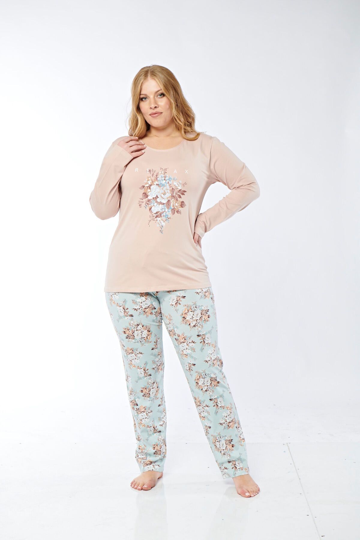Rubina Secret-Plus Size Long-sleeved Pajamas Set 2