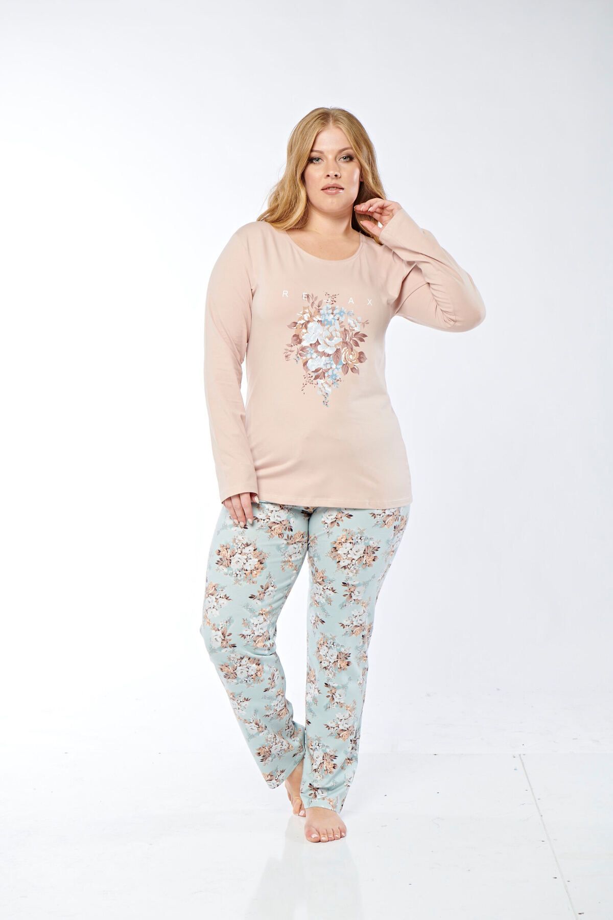 Rubina Secret-Plus Size Long-sleeved Pajamas Set 4