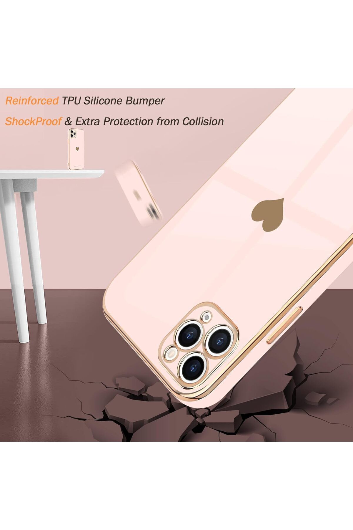 GAGA ELEKTRONİK-Laser Luxury Bling Plating Soft Back Case With Heart Logo For Iphone 11 Pro Max 3