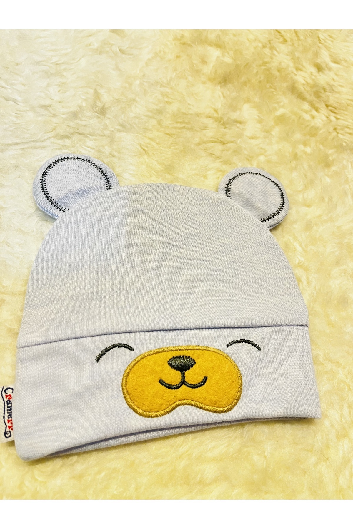 anne dokunuşu gibi KUZUM BEBE Mavi Ayıcık Figürlü Kız Erkek Bebek Çocuk Penye Şapka Bere fotoğrafı 2 (önizleme)