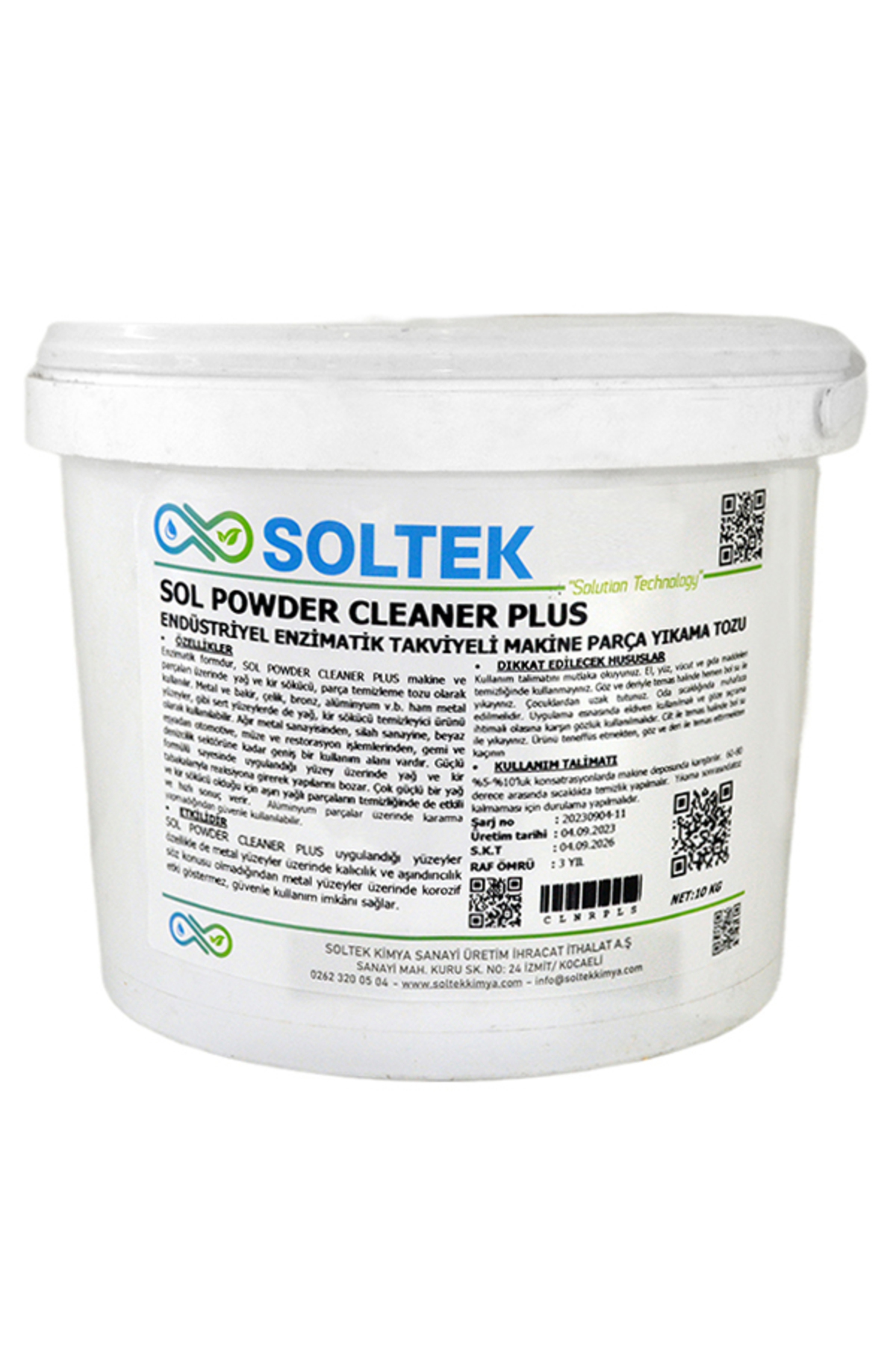 SOLTEK Endüstriyel Enzimatik Takviyeli Makine Parça Yıkama Tozu- Sol Powder Cleaner Plus 10 kg