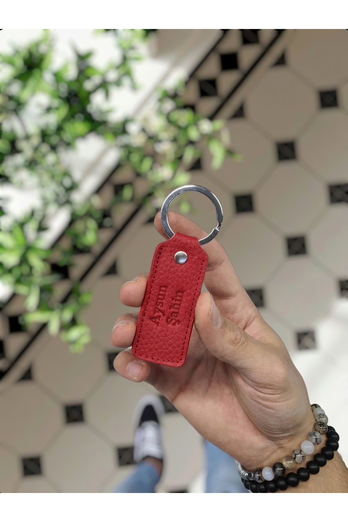 1020 Genuine Leather Nameplate Keychain Personalized Leather Item