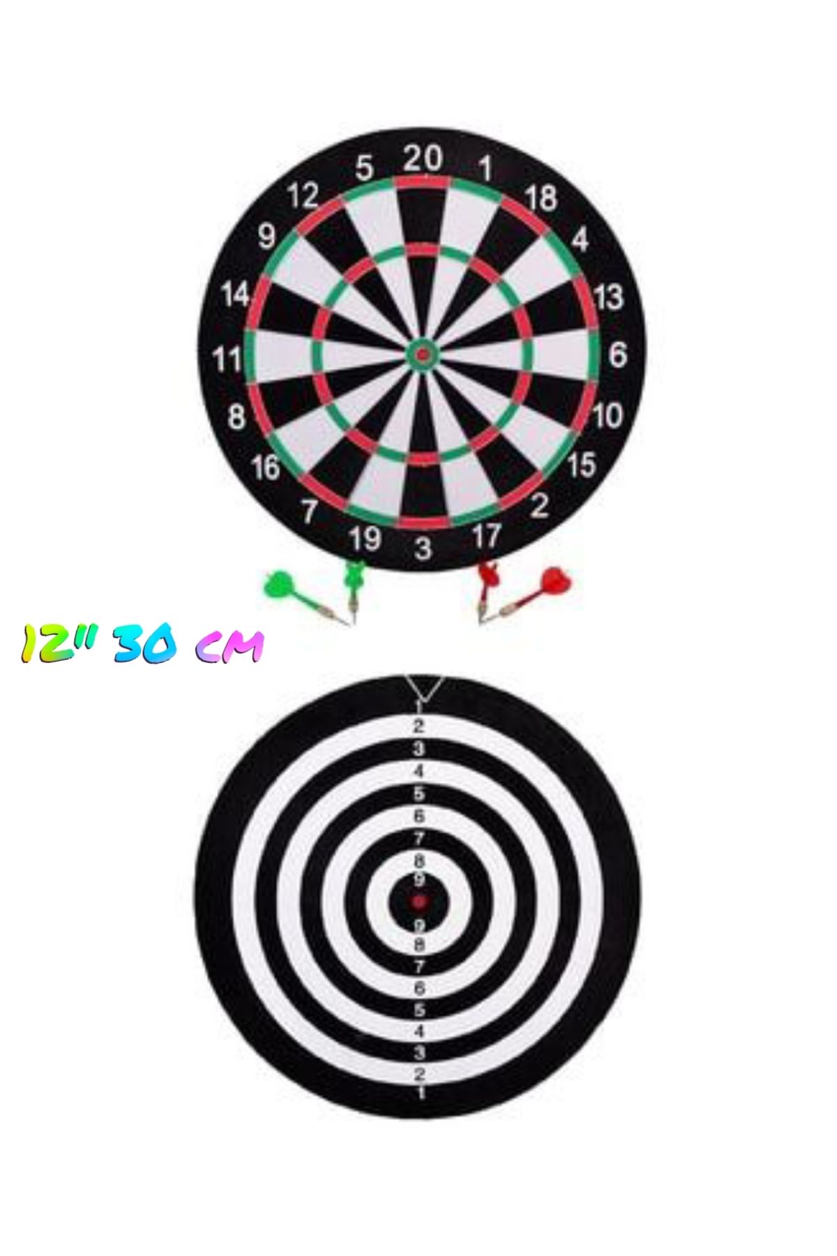 HNsport Dart Tahtası 12" 30 cm 4 adet İğneli Ok Çift Taraflı Kullanım Dart Seti