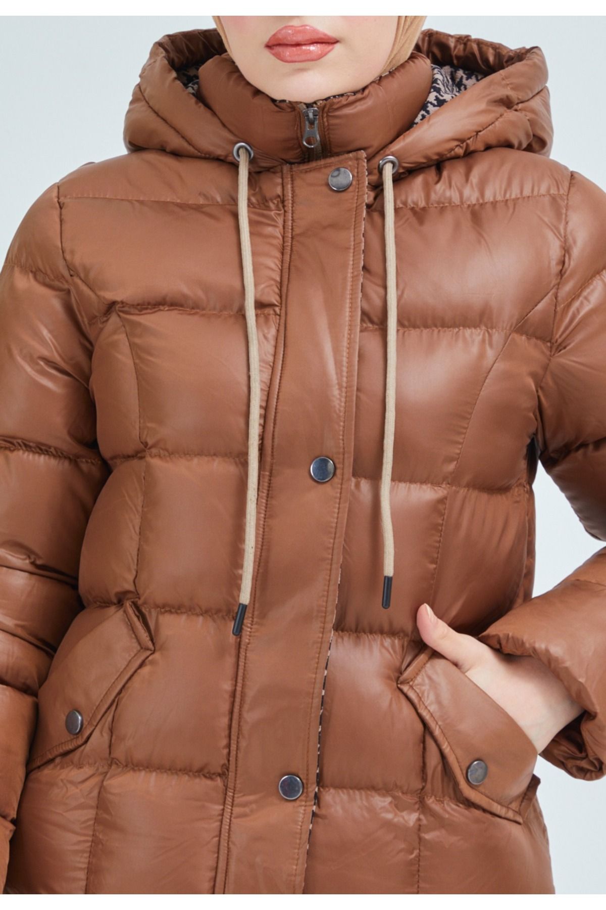 Space Fashion Women s Tan Puffer Coat Trendyol