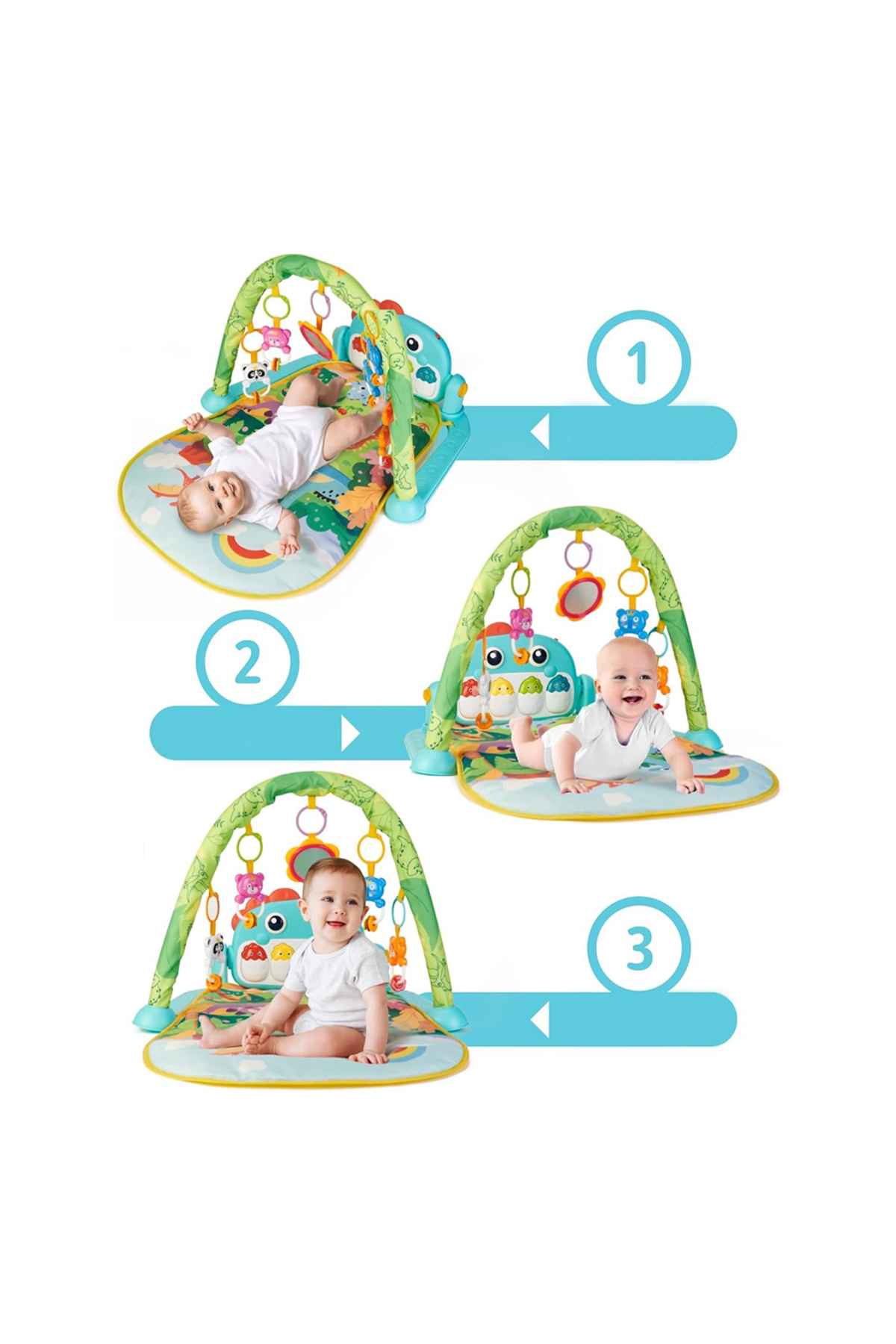 OYUNCAK STORE Piyanolu Dinazor Oyun Halısı Sesli Işıklı 3 in 1 fotoğrafı 5 (önizleme)