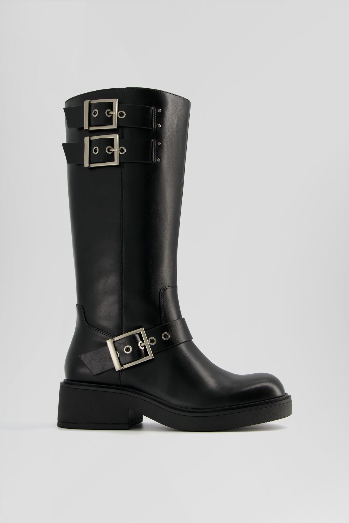 چکمه مشکی زنانه نقاشی ساده فلش اورجینال Bershka