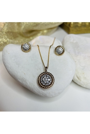 Casa D'or Jewelery Zirkon Taşlı Daire Modeli Rose Renk Rodyum Kaplama Bijuter...