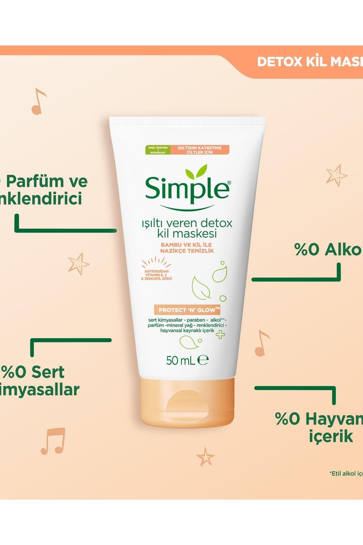 Simple-50 Ml Detox Clay Mask for Radiance and Loss Skin 1