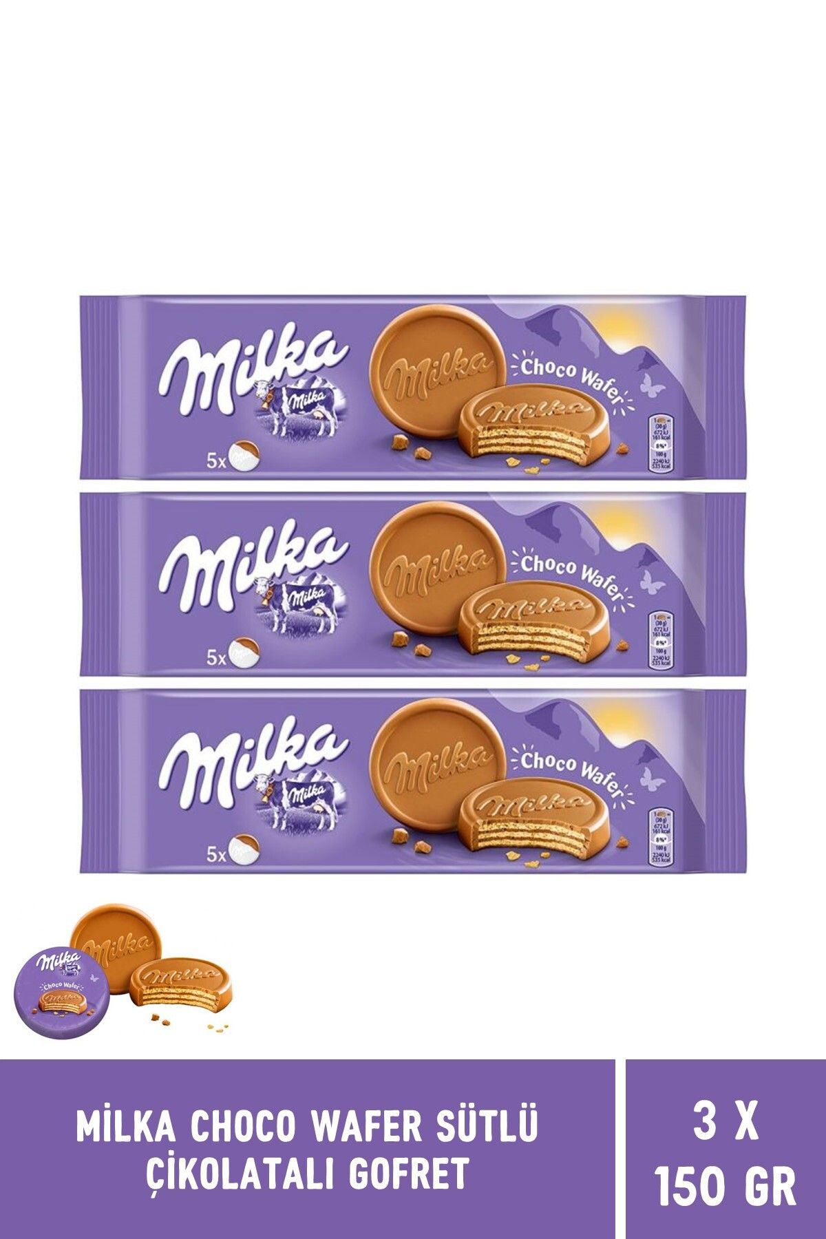 Milka Choco Wafer Sütlü Çikolata Kaplamalı Gofret 150 gr - 3 Adet
